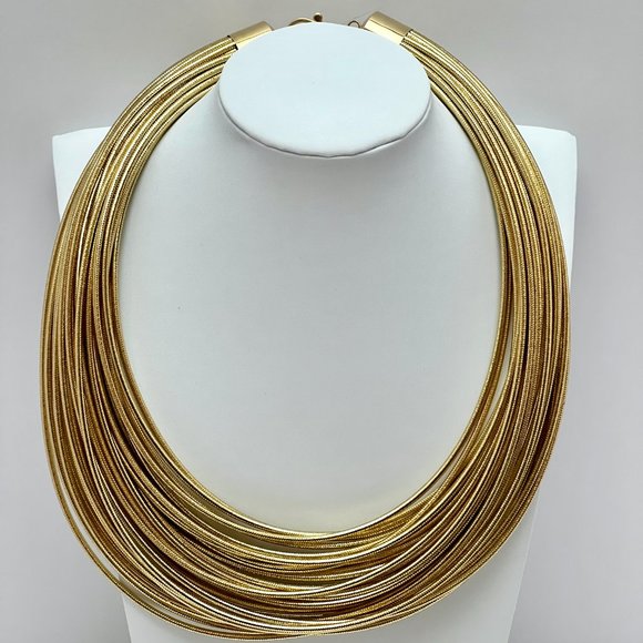 ❤️NEW❤️ 14K ITALIAN GOLD 36 Strands Necklace Oro Mesh Weave Silicone Wrapped - Picture 2 of 11